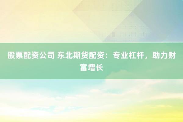 股票配资公司 东北期货配资：专业杠杆，助力财富增长