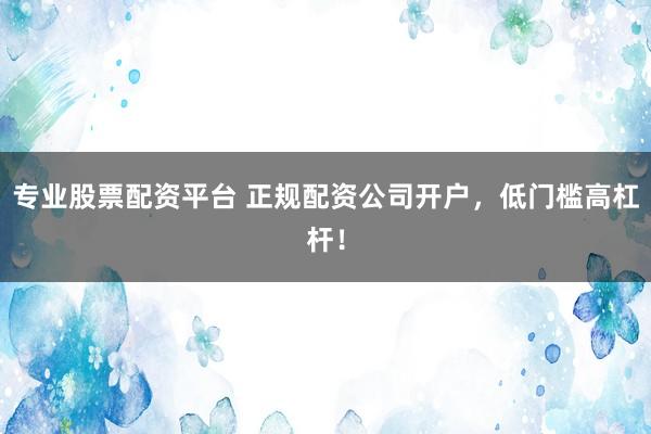 专业股票配资平台 正规配资公司开户，低门槛高杠杆！