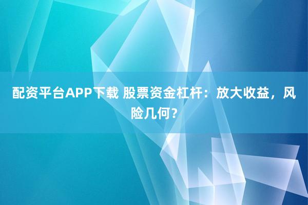 配资平台APP下载 股票资金杠杆：放大收益，风险几何？