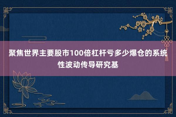 聚焦世界主要股市100倍杠杆亏多少爆仓的系统性波动传导研究基