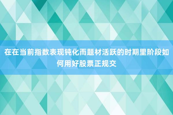 在在当前指数表现钝化而题材活跃的时期里阶段如何用好股票正规交