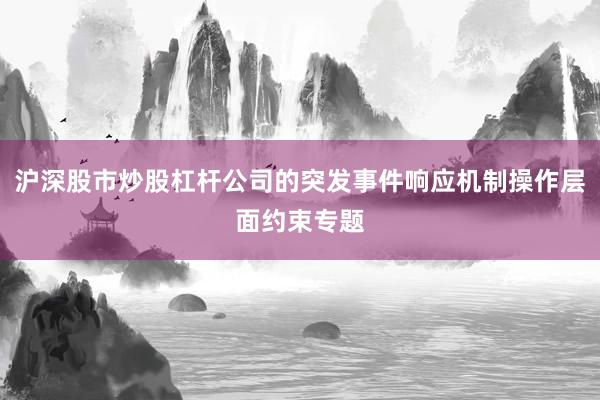 沪深股市炒股杠杆公司的突发事件响应机制操作层面约束专题