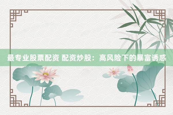 最专业股票配资 配资炒股:高风险下的暴富诱惑