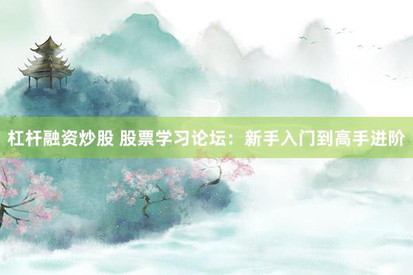 杠杆融资炒股 股票学习论坛：新手入门到高手进阶