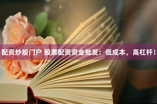 配资炒股门户 股票配资资金批发：低成本，高杠杆！