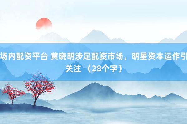 场内配资平台 黄晓明涉足配资市场，明星资本运作引关注 （28个字）