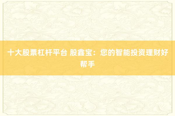 十大股票杠杆平台 股鑫宝:您的智能投资理财好帮手