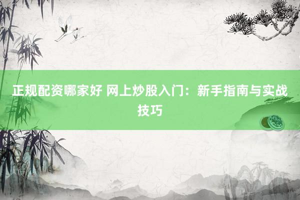 正规配资哪家好 网上炒股入门：新手指南与实战技巧
